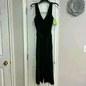 Sam Edelman Women's Black Tie Waist Crop Jumpsuit Size 10